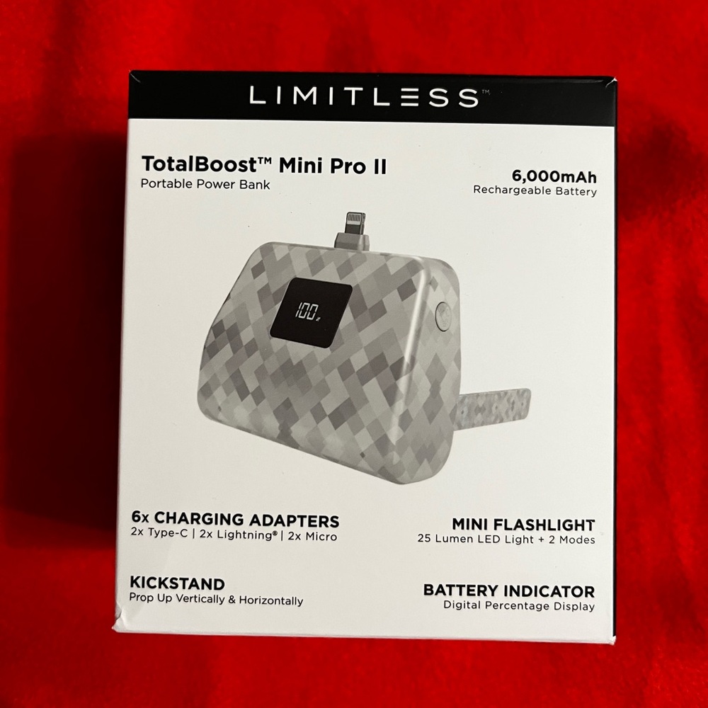Opened unused brand new limitless total boost mini pro II portable power bank